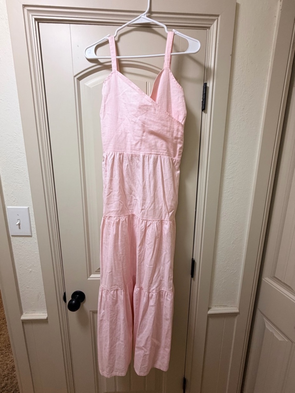 Light Pink Sleeveless Tiered Maxi Dress